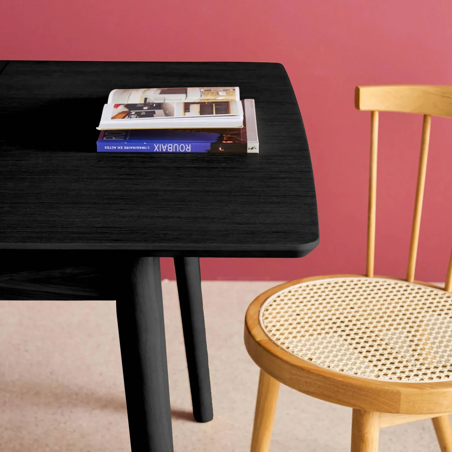 Mesa de comedor rectangular extensible de madera, 4-6 plazas