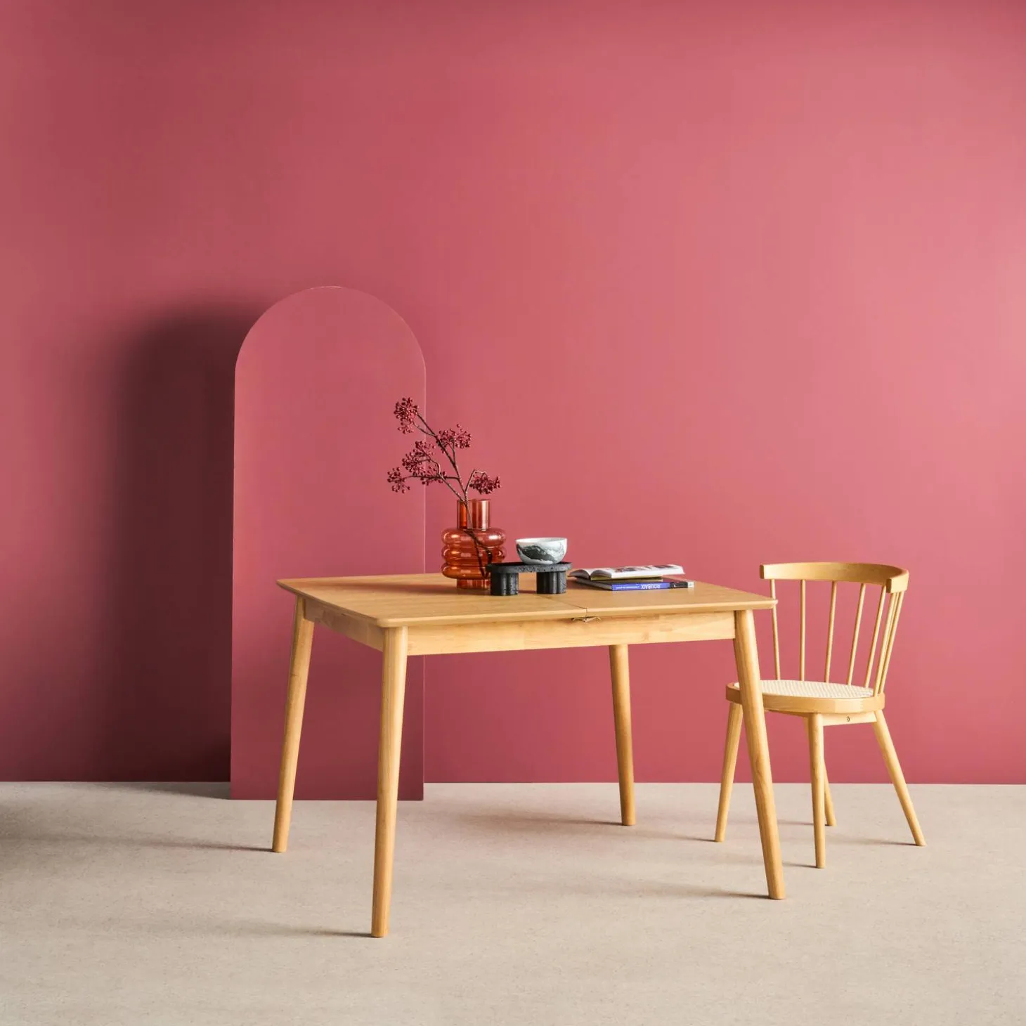 Mesa de comedor rectangular extensible de madera, 4-6 plazas