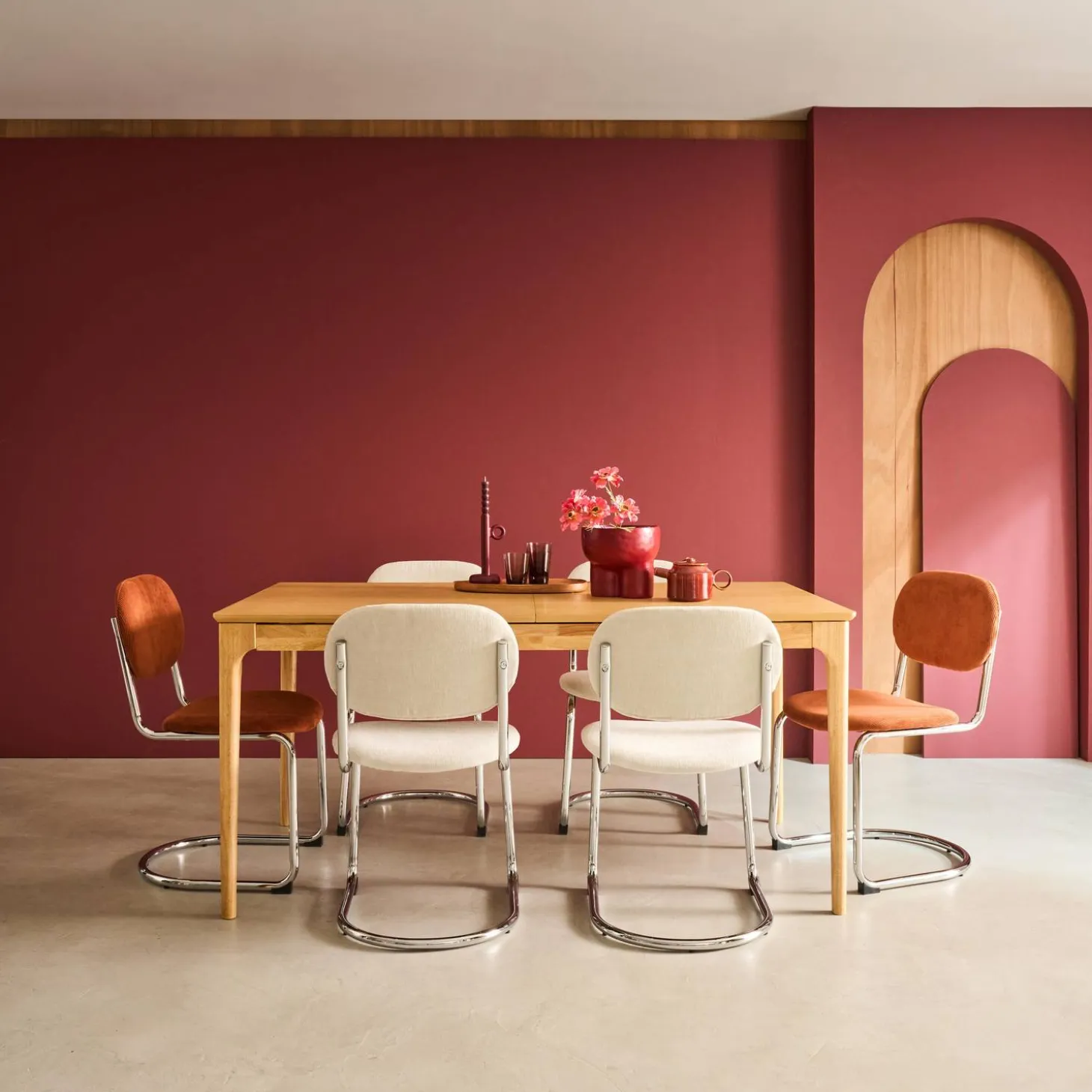 Mesa de comedor rectangular extensible de madera, 6-8 plazas
