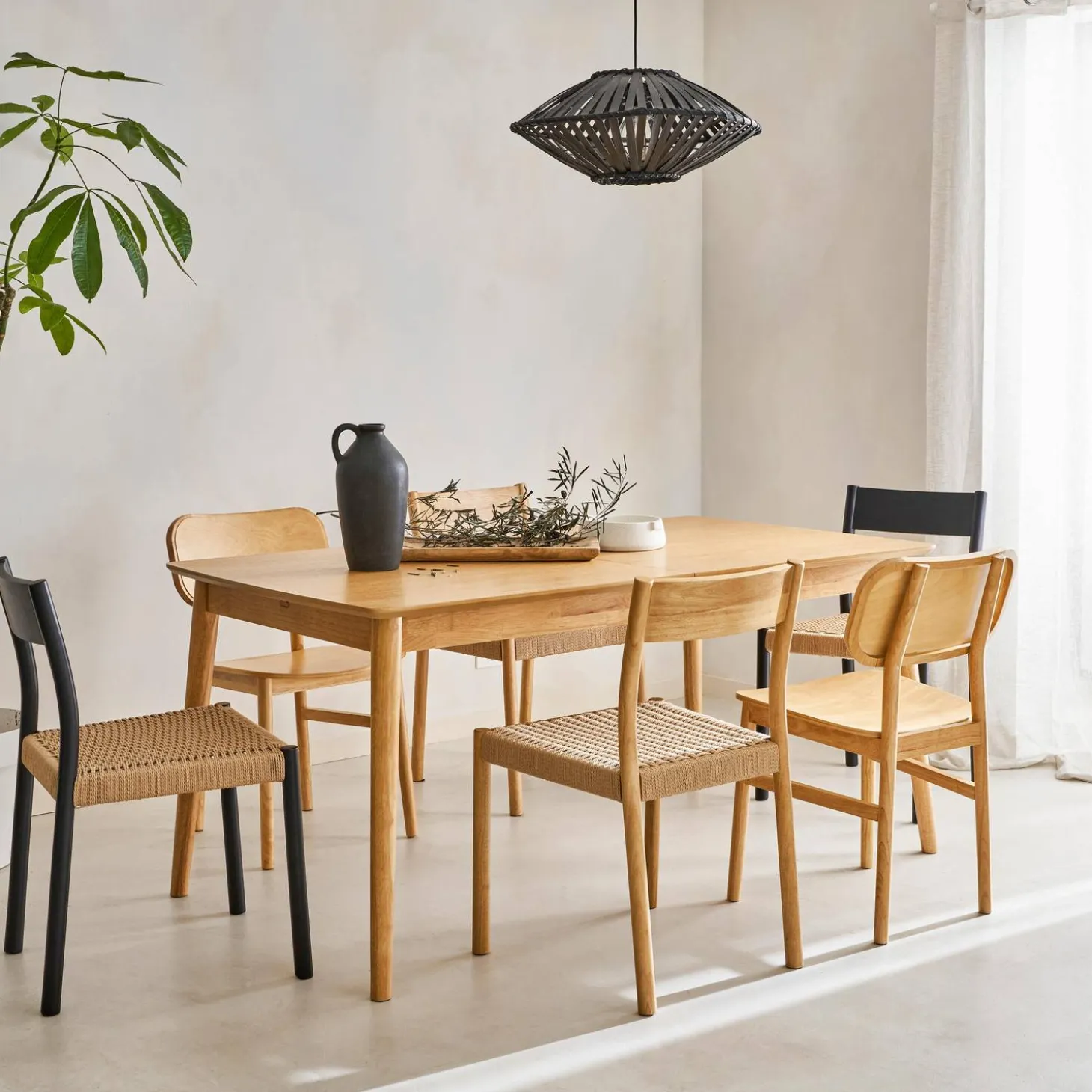 Mesa de comedor rectangular extensible de 6-8 plazas