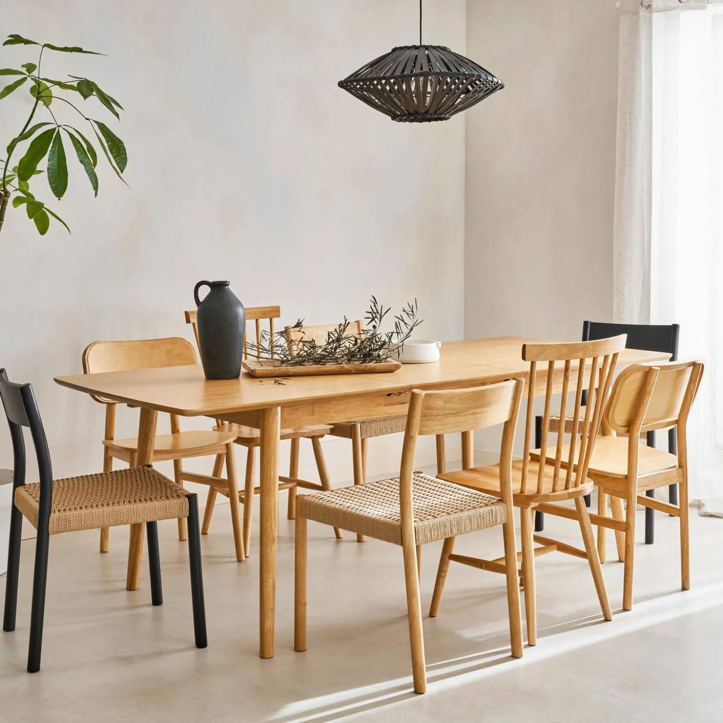 Mesa de comedor rectangular extensible de 6-8 plazas