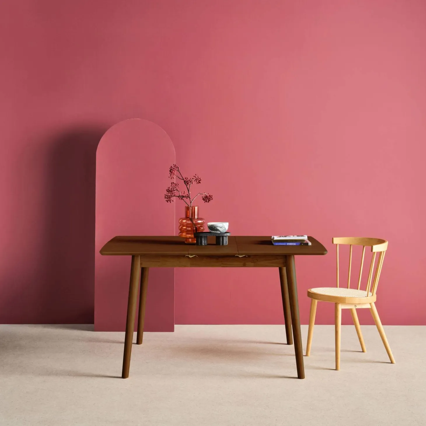 Mesa de comedor rectangular extensible de madera, 4-6 plazas