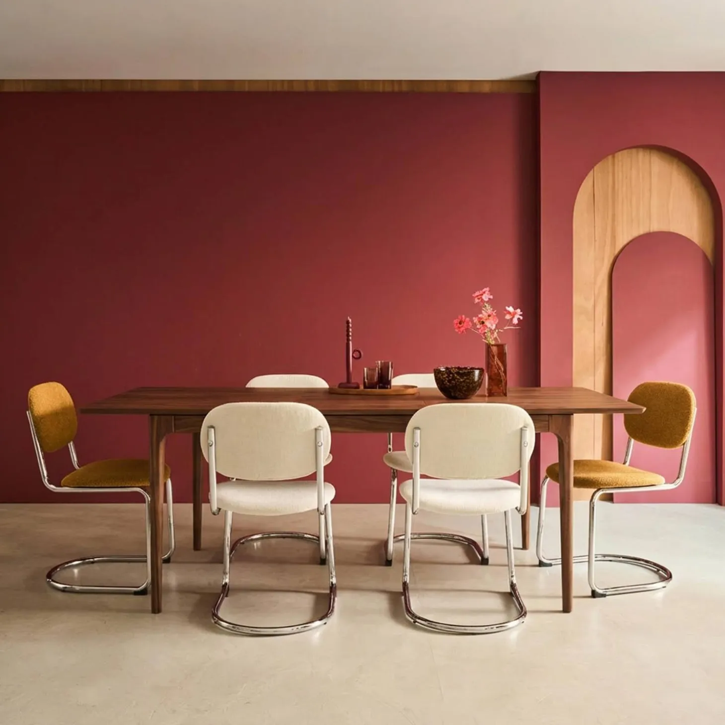 Mesa de comedor rectangular extensible de madera, 6-8 plazas