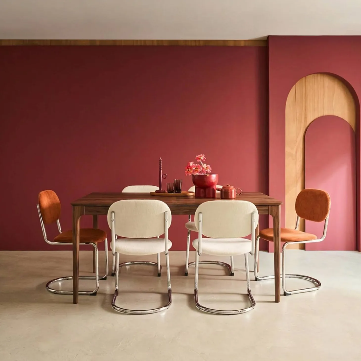 Mesa de comedor rectangular extensible de madera, 6-8 plazas