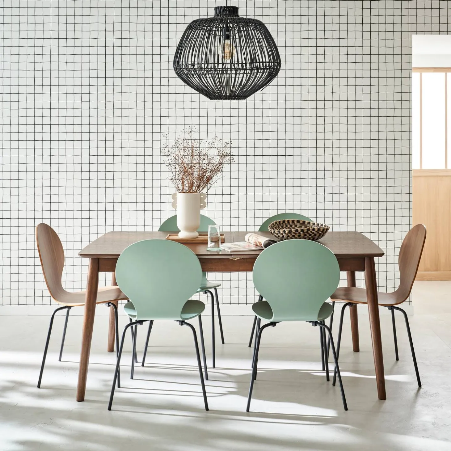 Mesa de comedor rectangular extensible de 6-8 plazas