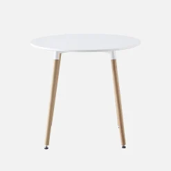 Mesa de comedor redonda de MDF y madera de haya, 80cm