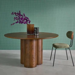 Mesa de comedor redonda de madera de hevea con 4 plazas, 130cm