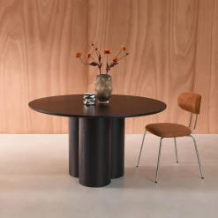 Mesa de comedor redonda de madera de hevea con 4 plazas, 130cm