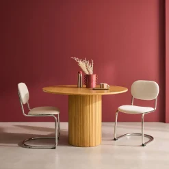 Mesa de comedor redonda de madera, 4 plazas