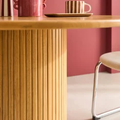 Mesa de comedor redonda de madera, 4 plazas