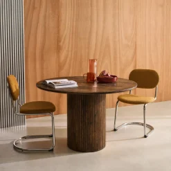 Mesa de comedor redonda de madera, 4 plazas
