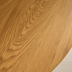 Mesa de comedor redonda efecto madera con patas de metal negro, 4 plazas