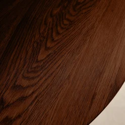 Mesa de comedor redonda efecto madera con patas de metal negro, 4 plazas