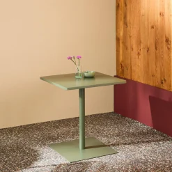 Mesa de jardín bistró cuadrada de acero, 2 plazas