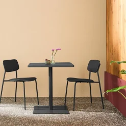 Mesa de jardín bistró cuadrada de acero con 2 sillas