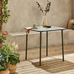 Mesa de jardín bistró de acero, 2 plazas, 70cm