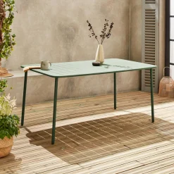 Mesa de jardín bistró de acero, 6-8 plazas, 160cm
