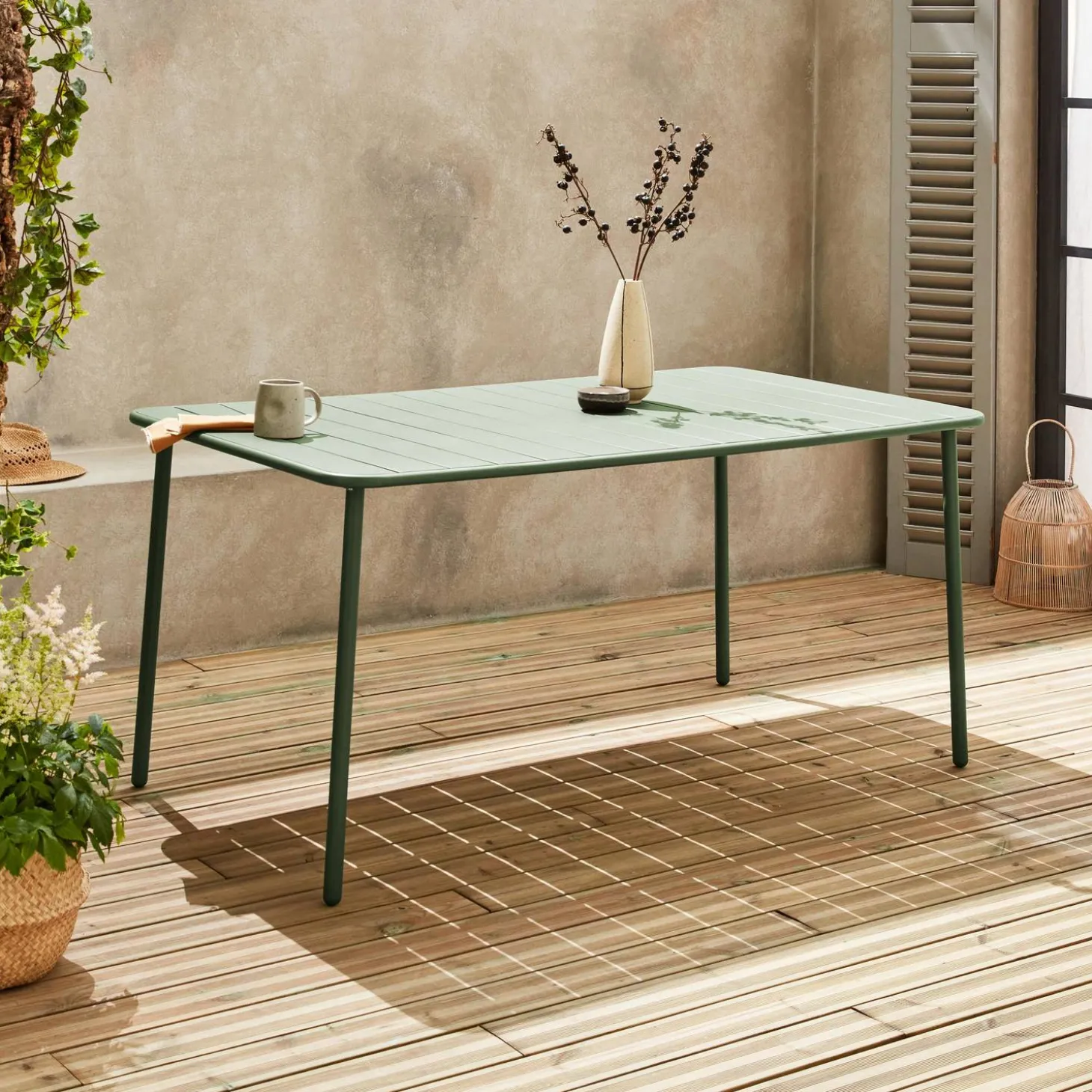 Mesa de jardín bistró de acero, 6-8 plazas, 160cm