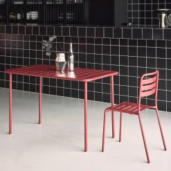 Mesa de jardín bistró de acero, 4 plazas, 120cm
