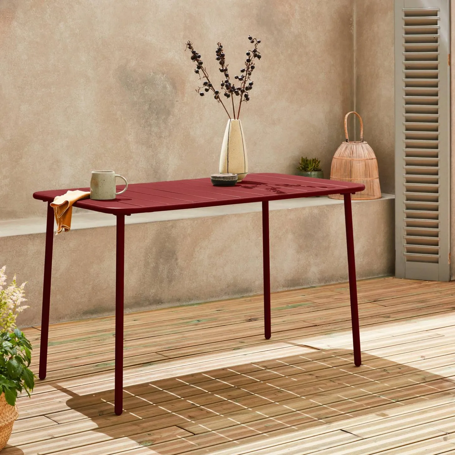 Mesa de jardín bistró de acero, 4 plazas, 120cm
