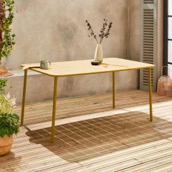 Mesa de jardín bistró de acero, 6-8 plazas, 160cm