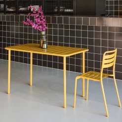 Mesa de jardín bistró de acero, 4 plazas, 120cm