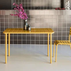 Mesa de jardín bistró de acero, 4 plazas, 120cm