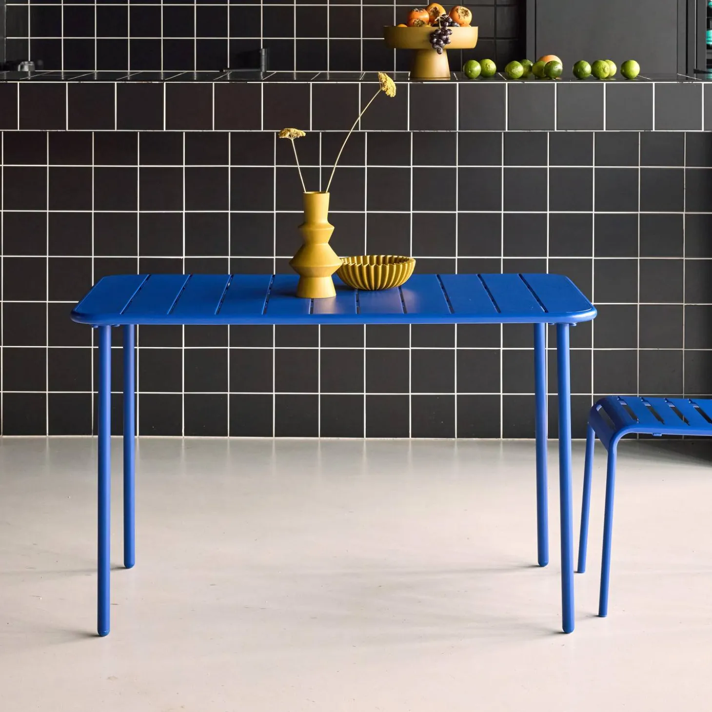 Mesa de jardín bistró de acero, 4 plazas, 120cm