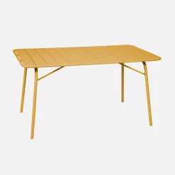 Mesa de jardín bistró de acero plegable, 6 plazas, 140cm