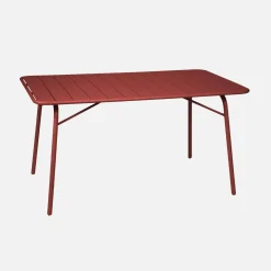 Mesa de jardín bistró de acero plegable, 6 plazas, 140cm