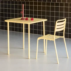Mesa de jardín bistró de acero, 2 plazas, 70cm