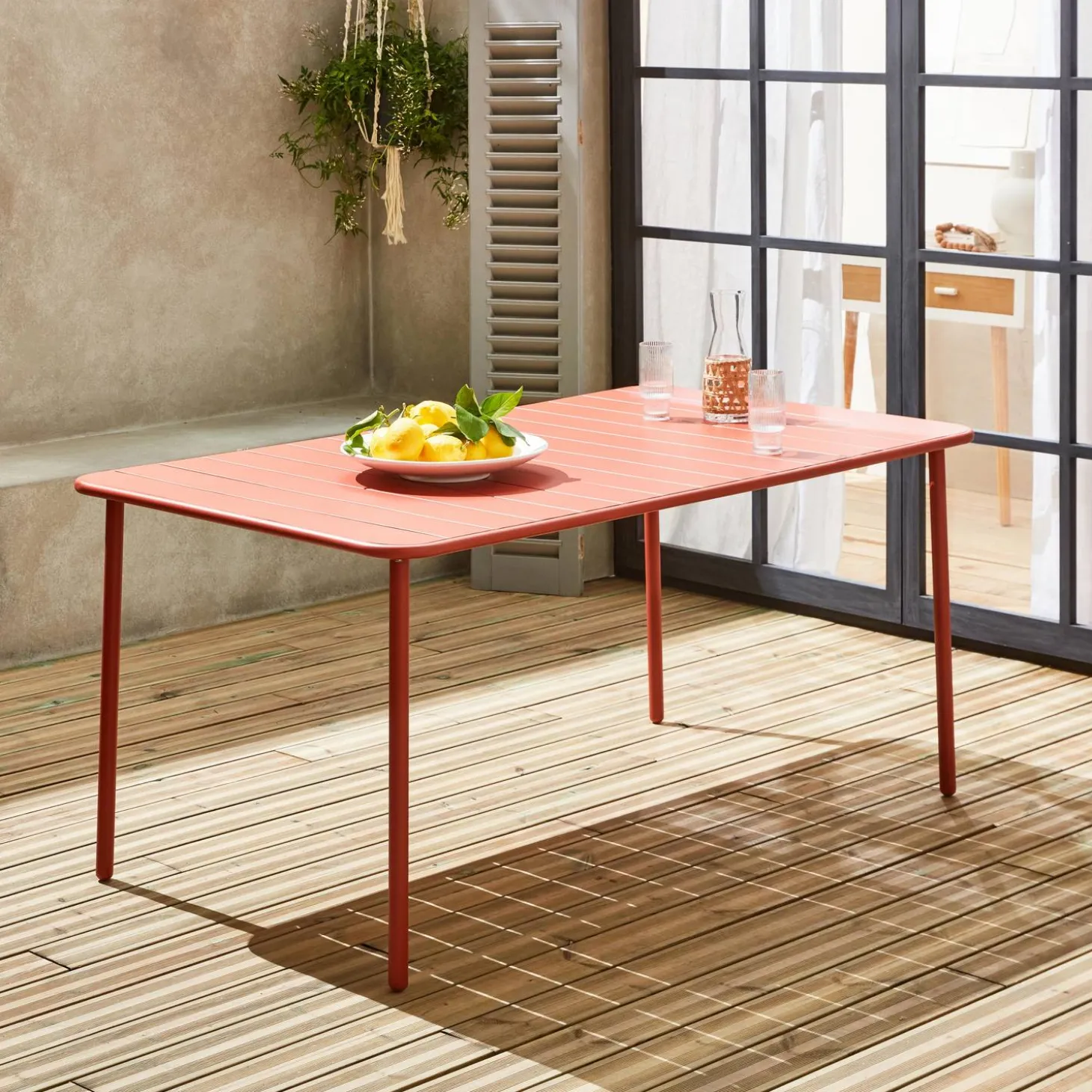 Mesa de jardín bistró de acero, 6-8 plazas, 160cm