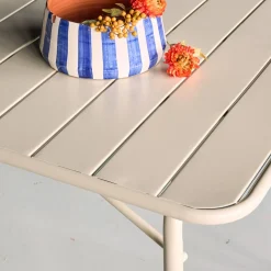 Mesa de jardín bistró de acero plegable, 6 plazas, 140cm