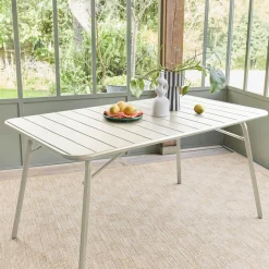 Mesa de jardín bistró de acero plegable, 6 plazas, 140cm