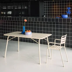 Mesa de jardín bistró de acero plegable, 6 plazas, 140cm