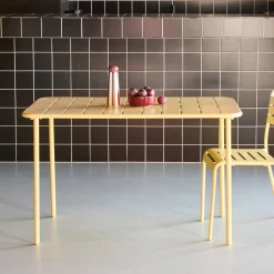 Mesa de jardín bistró de acero, 4 plazas, 120cm
