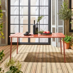 Mesa de jardín bistró de acero, 6-8 plazas, 160cm