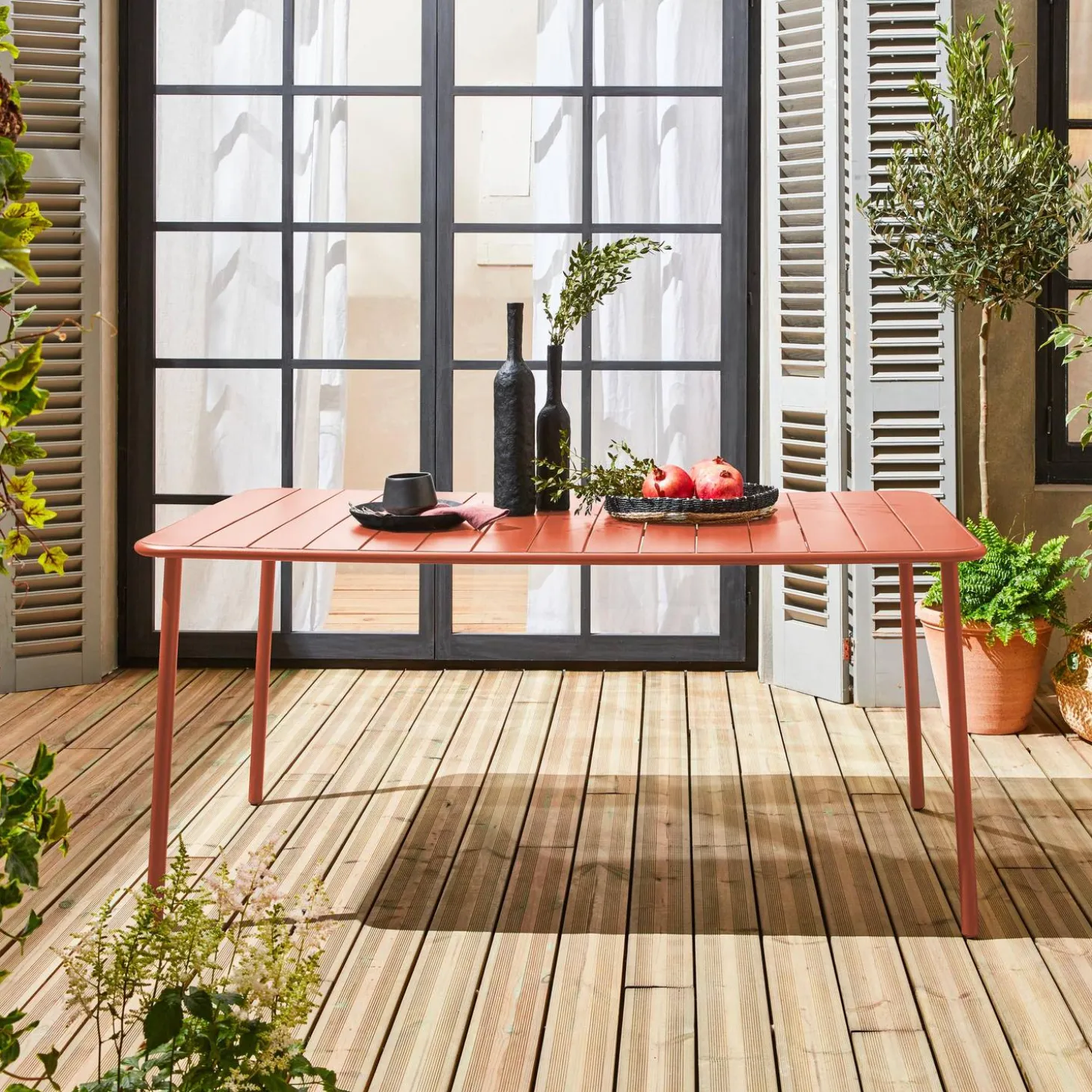 Mesa de jardín bistró de acero, 6-8 plazas, 160cm