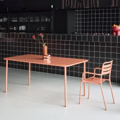 Mesa de jardín bistró de acero, 6-8 plazas, 160cm