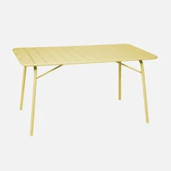 Mesa de jardín bistró de acero plegable, 6 plazas, 140cm