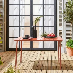 Mesa de jardín bistró de acero, 4 plazas, 120cm