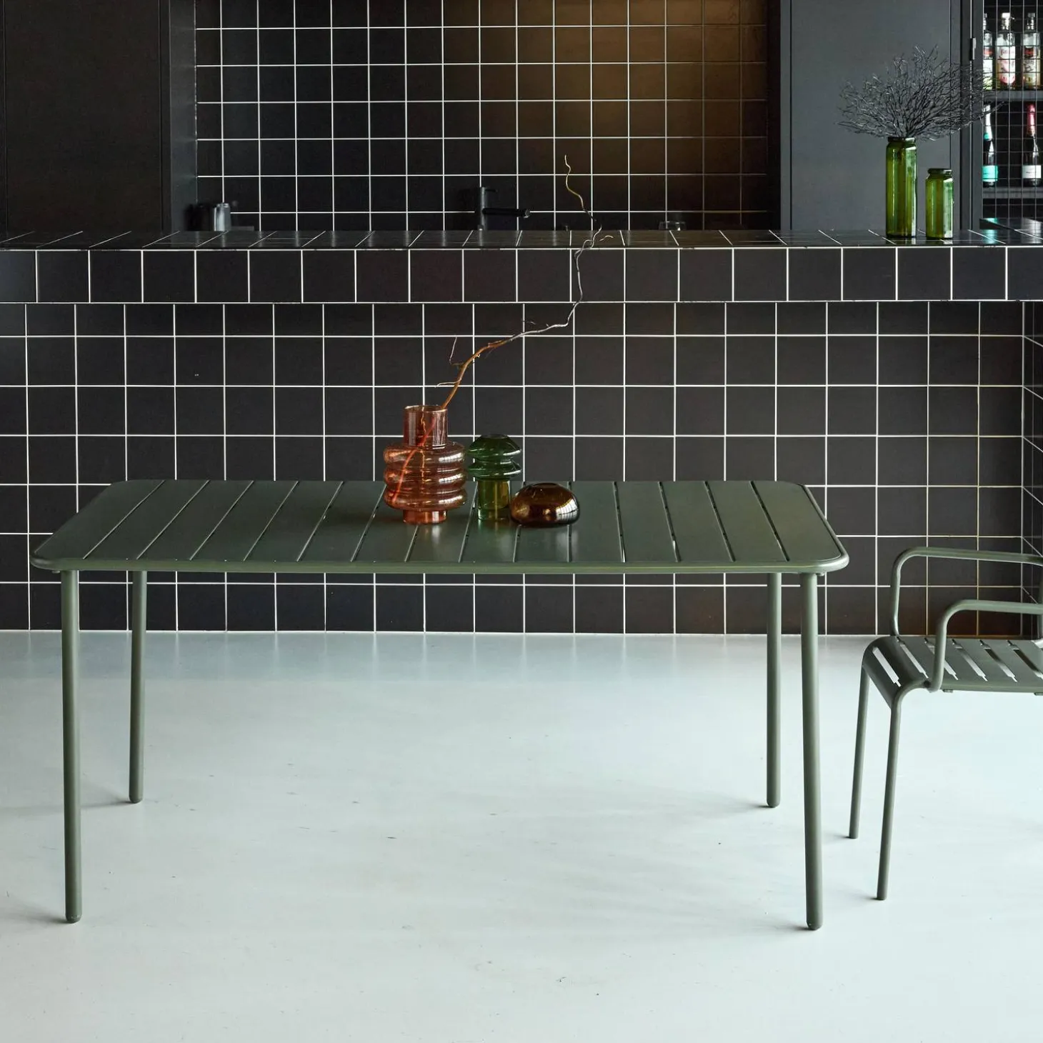 Mesa de jardín bistró de acero, 6-8 plazas, 160cm