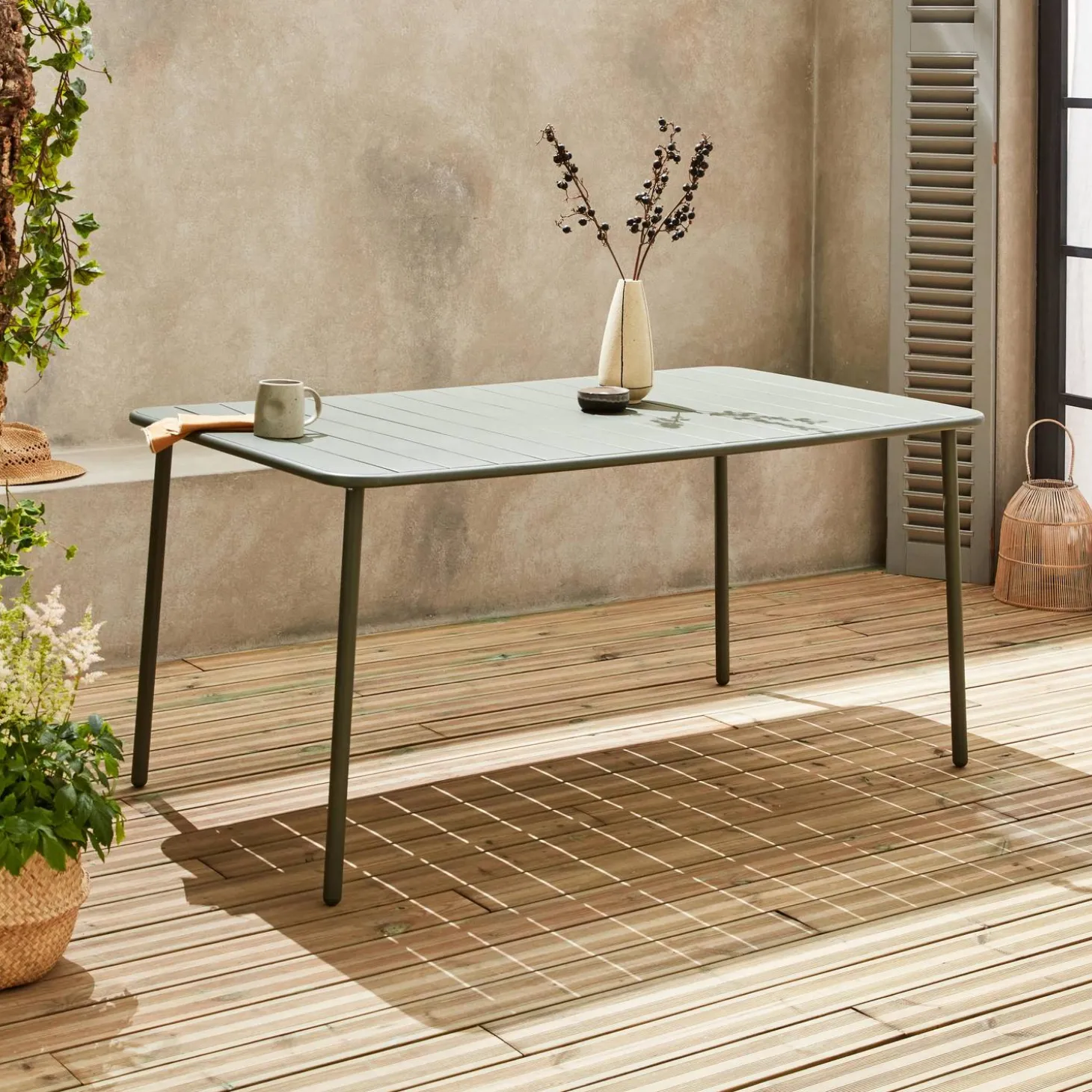 Mesa de jardín bistró de acero, 6-8 plazas, 160cm