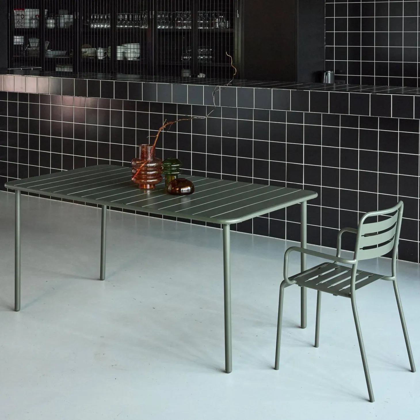 Mesa de jardín bistró de acero, 6-8 plazas, 160cm
