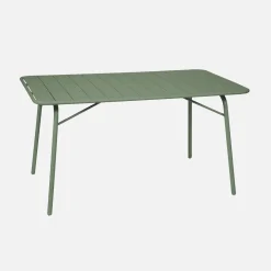 Mesa de jardín bistró de acero plegable, 6 plazas, 140cm