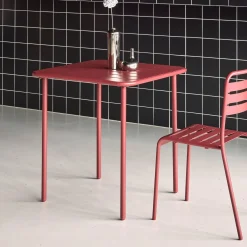 Mesa de jardín bistró de acero, 2 plazas, 70cm