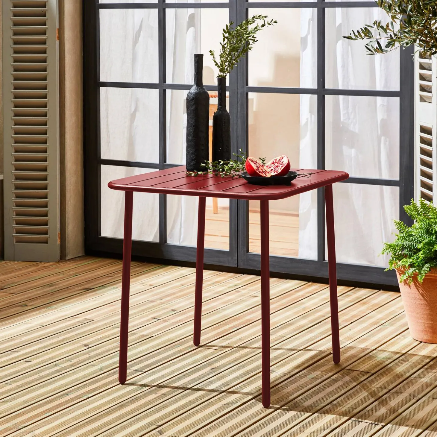 Mesa de jardín bistró de acero, 2 plazas, 70cm