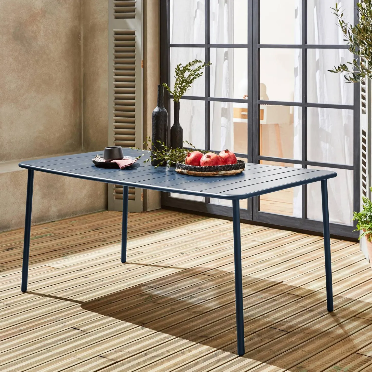 Mesa de jardín bistró de acero, 6-8 plazas, 160cm