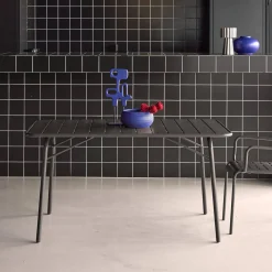 Mesa de jardín bistró de acero plegable, 6 plazas, 140cm
