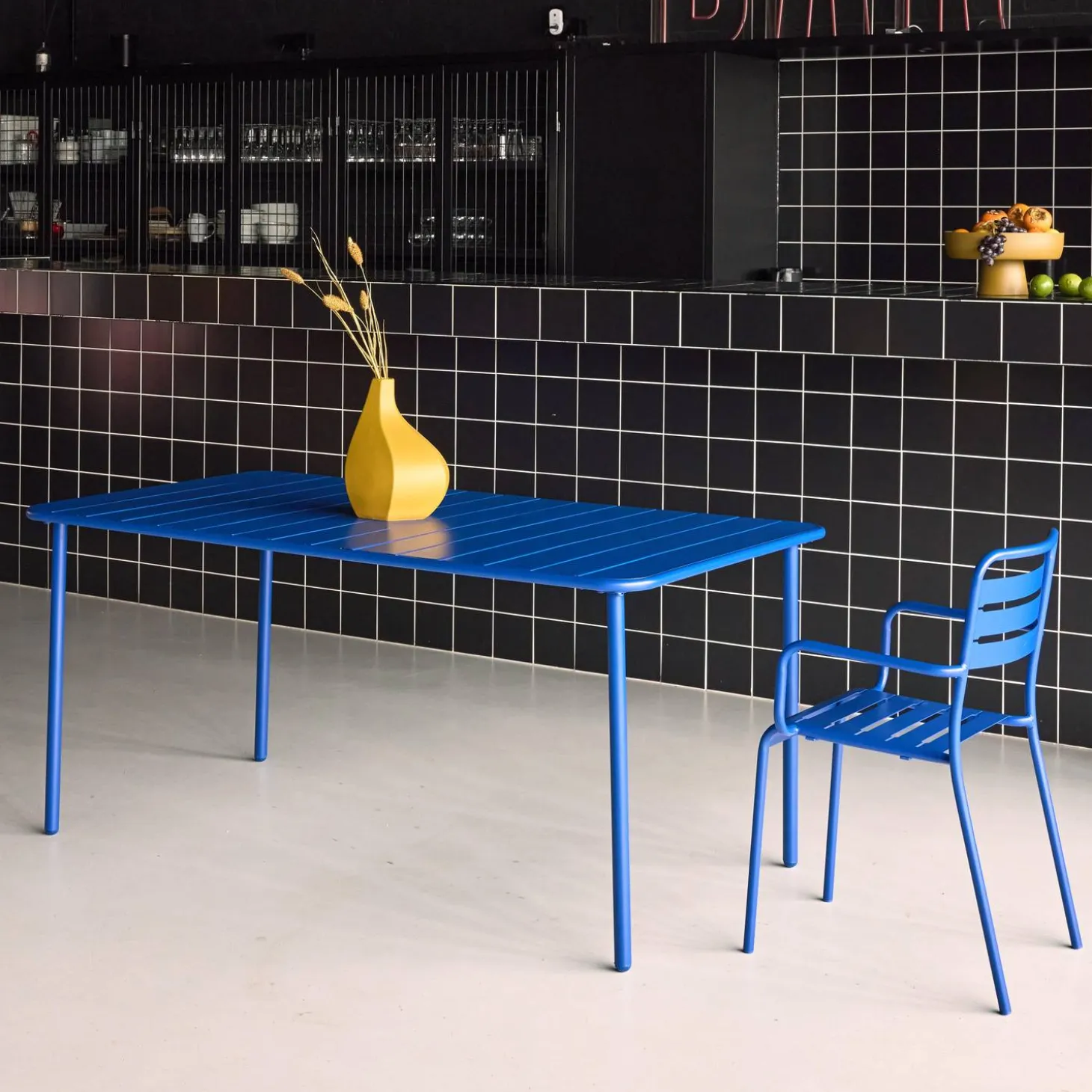 Mesa de jardín bistró de acero, 6-8 plazas, 160cm